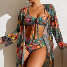 Load image into Gallery viewer, Swimsuit long sleeve blouse, split three-piece set printed sexy swimsuit women