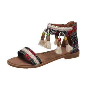 Bohemian Summer New Ethnic Fairy Open Toe Beaded Roman Sandals