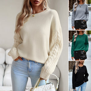 Round Neck Sweater Women's Autumn/Winter Long sleeved Knitted Shirt Top