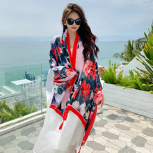 Load image into Gallery viewer, Casual Fashion Joker Personality Camellia Shawl Outdoor Travel and Play Comfortable Sunshade Cloak Shawl