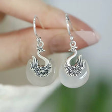 Load image into Gallery viewer, Retro 925 Silver Phoenix Chalcedony Earrings New Light Luxury Old Niche Ethnic Style High-end Versatile Earrings