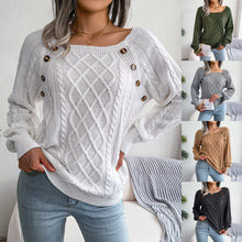 Load image into Gallery viewer, 2025 Autumn and Winter Casual Square Collar Nail Button Twist Knitted Pullover Sweater