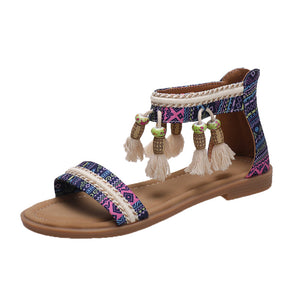 Bohemian Summer New Ethnic Fairy Open Toe Beaded Roman Sandals