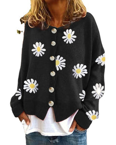 Autumn and Winter New Sweater Ladies Embroidered Knitted Cardigan Sweater