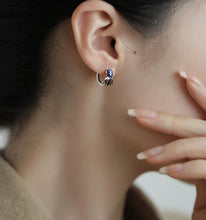 Load image into Gallery viewer, Enamel S925 Sterling Silver Blue Koi Fish Earrings Ladies Design Sense Temperament Retro National Style Earrings