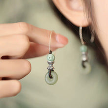 Load image into Gallery viewer, Jadeite Earrings, Ancient Hetian Jade Earrings, New Green Jade with Cheongsam Earrings