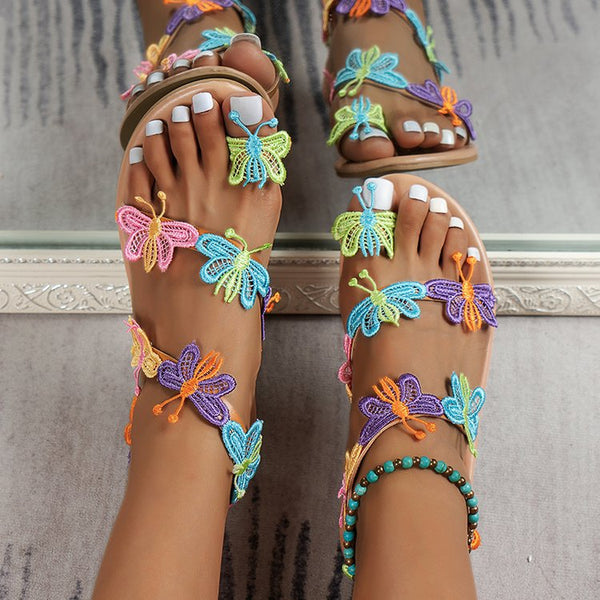 New Toe Set Colorful Holiday Light Butterfly Large Beach Shoes Sandals
