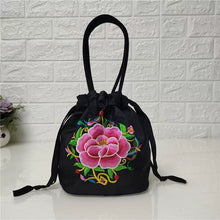 Load image into Gallery viewer, Ethnic style embroidered bag, embroidered canvas bag, mobile phone change, drawstring small bag, women&#39;s bucket bag