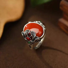 Load image into Gallery viewer, Nanhong Agate Rose S925 Silver Ring Women's 2026 New Popular Niche Design Ethnic Style Index Finger Ring