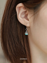 Load image into Gallery viewer, S925 Silver Turquoise Inlaid Wanfo Pendant, Ear Hook Earrings Women's New Tibetan Style Earrings
