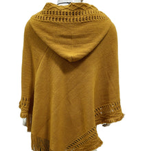 Load image into Gallery viewer, Summer Solid Color Hooded Shawl Women&#39;s Knitting Outside with Spring and Autumn Travel Tassel Pullover Hooded Cape Shawl