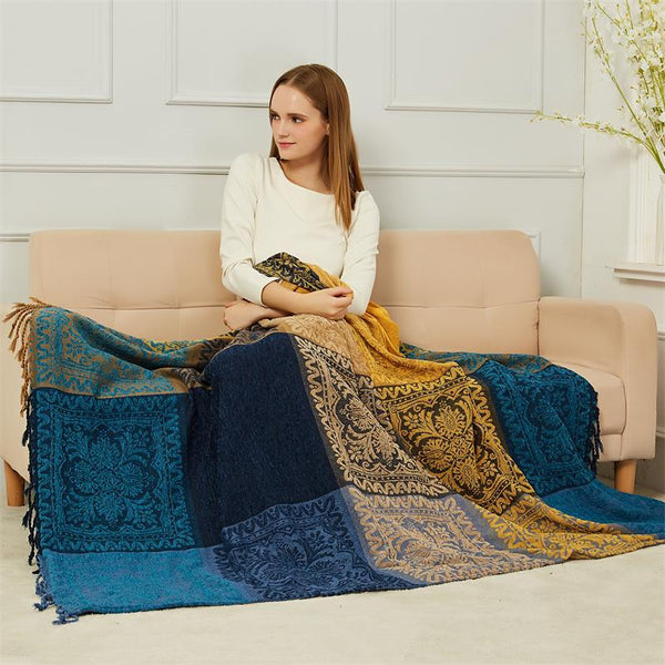 Shawl blanket, sofa towel blanket, bed blanket, bay window mat, chenille jacquard blanket