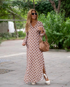 Summer New Products Fashion Printing V-neck Long Dress Women