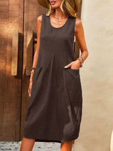 Load image into Gallery viewer, Casual Dress Cotton Linen Sleeveless Solid Amazon Loose U-neck Dress