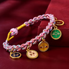 Load image into Gallery viewer, Tibetan Handwoven Colorful Five Way God of Wealth Bracelet Rope Tangka God of Wealth Green Tara Zakiram Bracelet
