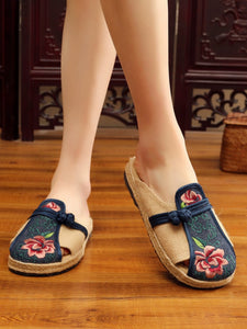 Women's Old Cloth Shoes Women's Slippers Linen Comfortable Soft Sole Home Slippers Non Slip Flat Shoes