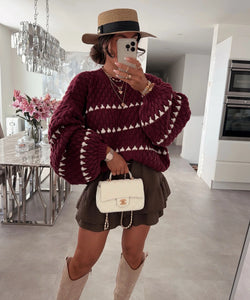 Autumn and Winter New Sweater Thick Needle Loose Plus Size Twist Striped Crew Neck Jumper Women