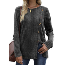 Load image into Gallery viewer, Button Up T-shirt for Women&#39;s New Fashion Autumn Casual Solid Color Long Sleeved T-shirt for Women