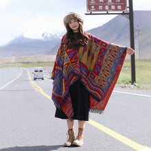 Load image into Gallery viewer, Autumn and Winter Ethnic Bohemian Warm Big Shawl Hooded Cape Scarf