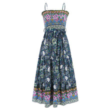 Load image into Gallery viewer, Solid Color Hollow Lace Spliced Square Neck Sleeveless Strap Dress