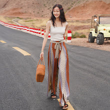 Load image into Gallery viewer, Bohemian ethnic wind and snow spinning split wide leg vacation beach pants summer high waisted pants