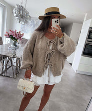 Load image into Gallery viewer, Crew Neck Lace-up Knitted Cardigan Jacket Autumn and Winter New Solid Color Commuting Simple Sweater Women