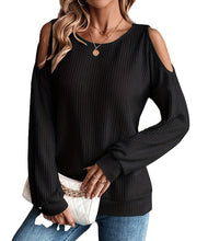 Load image into Gallery viewer, Autumn and Winter New Off-the-shoulder Buttons Loose Long-sleeved T-shirt Tops