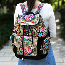 Load image into Gallery viewer, New Embroidery Bag Ethnic Style Bag Women&#39;s Large Capacity Canvas Backpack Travel Bag Fabric Art