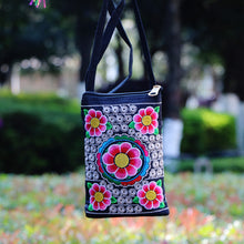 Load image into Gallery viewer, Ethnic Style Tribal Embroidery Flower Crossbody 6.5 Inch Mobile Phone Bag Hanging Neck Mobile Phone Bag