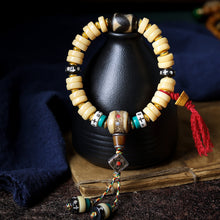 Load image into Gallery viewer, Tibetan Jewelry Yak Bone Bucket Bead Bracelet Wenwan Zakiram Bone Tag Bracelet Ethnic Style Jewelry