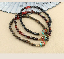 Load image into Gallery viewer, Tibetan Nepalese Green Sandalwood Bracelet Men&#39;s and Women&#39;s Retro Ethnic Style Natural Sour Branch Multi-circle Buddha Bead Bracelet
