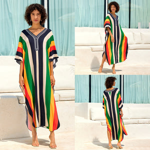 New Printing Vacation Beach Dress Loose Robe Bikini Blouse Sun Protection