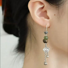 Load image into Gallery viewer, Retro 925 Silver Lotus Leaf Earrings Women's New Style Temperament Versatile Earrings Round Beads Irregular Earrings