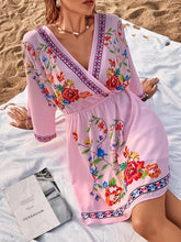 Load image into Gallery viewer, Bohemian Vintage Ethnic Style Heavy Industry Printing Temperament Slim Waist Short Holiday Dress