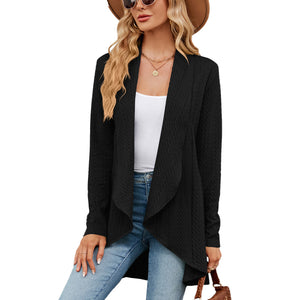 Autumn and Winter New Long sleeved Solid Color Loose Cardigan Top Women's Knitted Coat