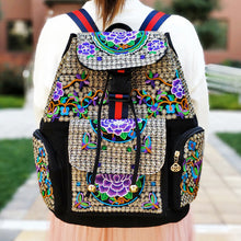 Load image into Gallery viewer, New Embroidery Bag Ethnic Style Bag Women&#39;s Large Capacity Canvas Backpack Travel Bag Fabric Art