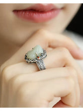 Load image into Gallery viewer, 925 Silver Retro Classic Ethnic Style Lucky Ring Opening Adjustment Advanced Sense Versatile Ring