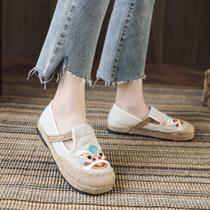 Embroidered Shoes Linen Shoes, Shallow Single Shoes, Craft Sewing Thread Tiger Head Lion Shoes