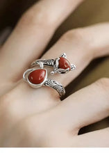 Load image into Gallery viewer, 925 Silver Retro Ethnic Style Fox Ring Opening Adjustment Old Versatile Simple Jewelry