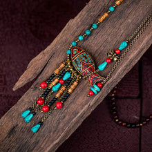 Load image into Gallery viewer, Nepal Retro Ethnic Style Long Necklace Sweater Chain Tibetan Beaded Fringed Necklace