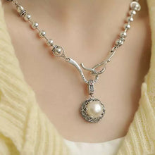 Load image into Gallery viewer, 925 Silver Retro New Floral Silk Pearl Flower Pendant Necklace