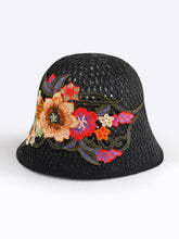 Load image into Gallery viewer, Ethnic embroidered flowers in summer breathable hollow sunscreen fisherman hat female sunshade Joker bucket hat Sun basin hat