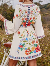 Load image into Gallery viewer, Bohemian Vintage Ethnic Style Heavy Industry Printing Temperament Slim Waist Short Holiday Dress