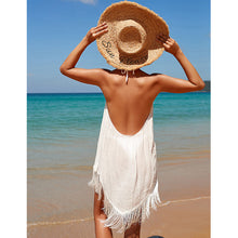 Load image into Gallery viewer, Seaside Vacation Pullover, Solid Color Suspender, Beach Sun Protection Suit, Backless Tassel Bikini Cover Up Dress