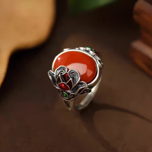 Load image into Gallery viewer, Nanhong Agate Rose S925 Silver Ring Women's 2026 New Popular Niche Design Ethnic Style Index Finger Ring