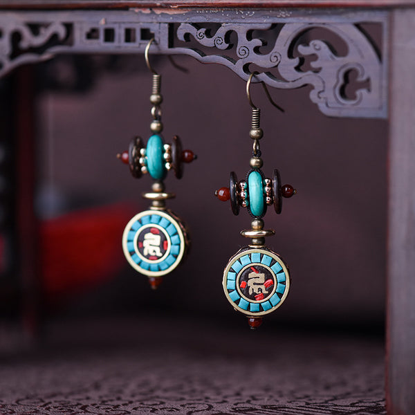Vintage Niche Design, Nepali Exotic Tibetan Style Earrings, Feminine Simplicity, Ethnic Style Personality Handmade Earrings