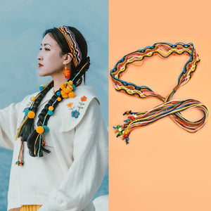 Retro Ethnic Tibetan Clothing Belt Elastic Waist Belt Turquoise Beading Accessories Tibetan Robe Lady Belt