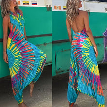 Load image into Gallery viewer, Summer Print Casual Hanging Neck V-Neck Open Back Style Large Swing Sexy jumpsuit