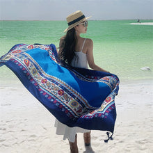 Load image into Gallery viewer, Ethnic Style Shawl Blue Seaside Beach Towel Thin Silk Scarf