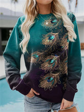 Load image into Gallery viewer, Autumn and Winter Geometric Loose Feather Printing Long-sleeved Round Neck Sweater